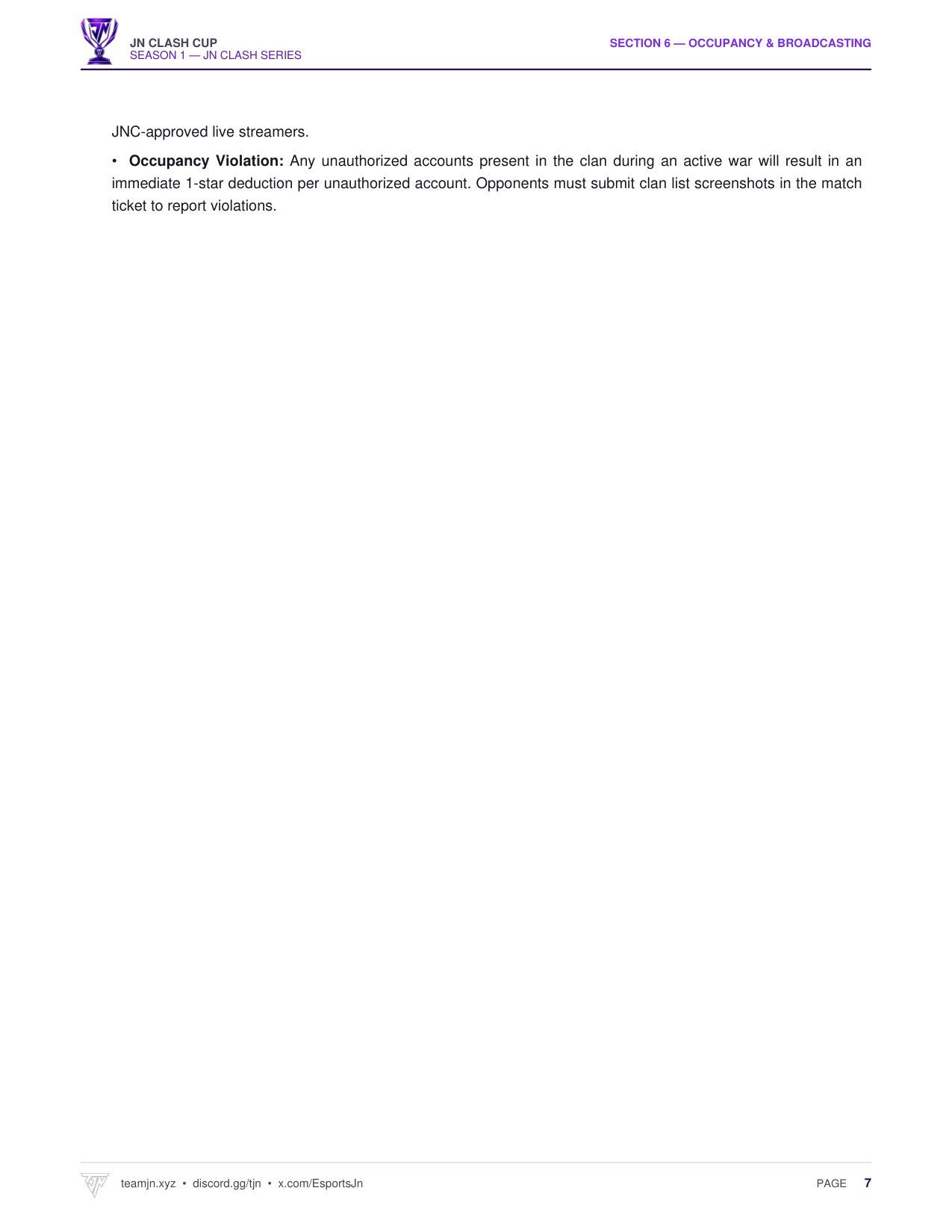 JNC Season 1 Rulebook Page 7